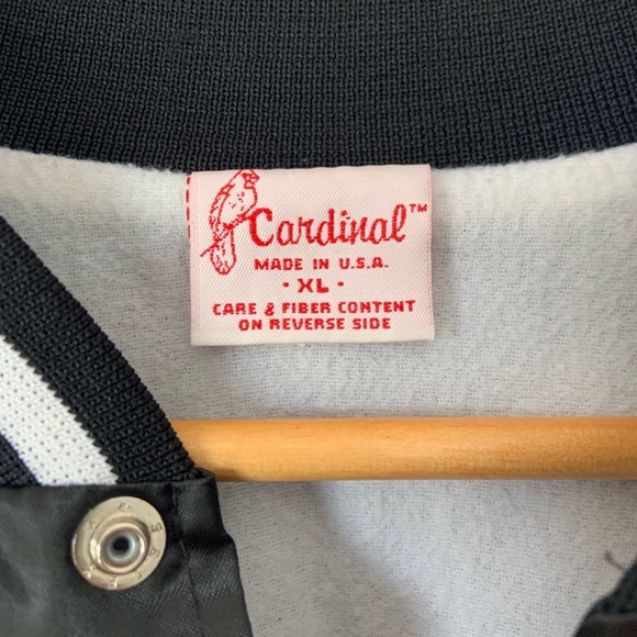 Vintage Cardinal Bomber Jacket Mens Unisex XL Black - Picture 2 of 8